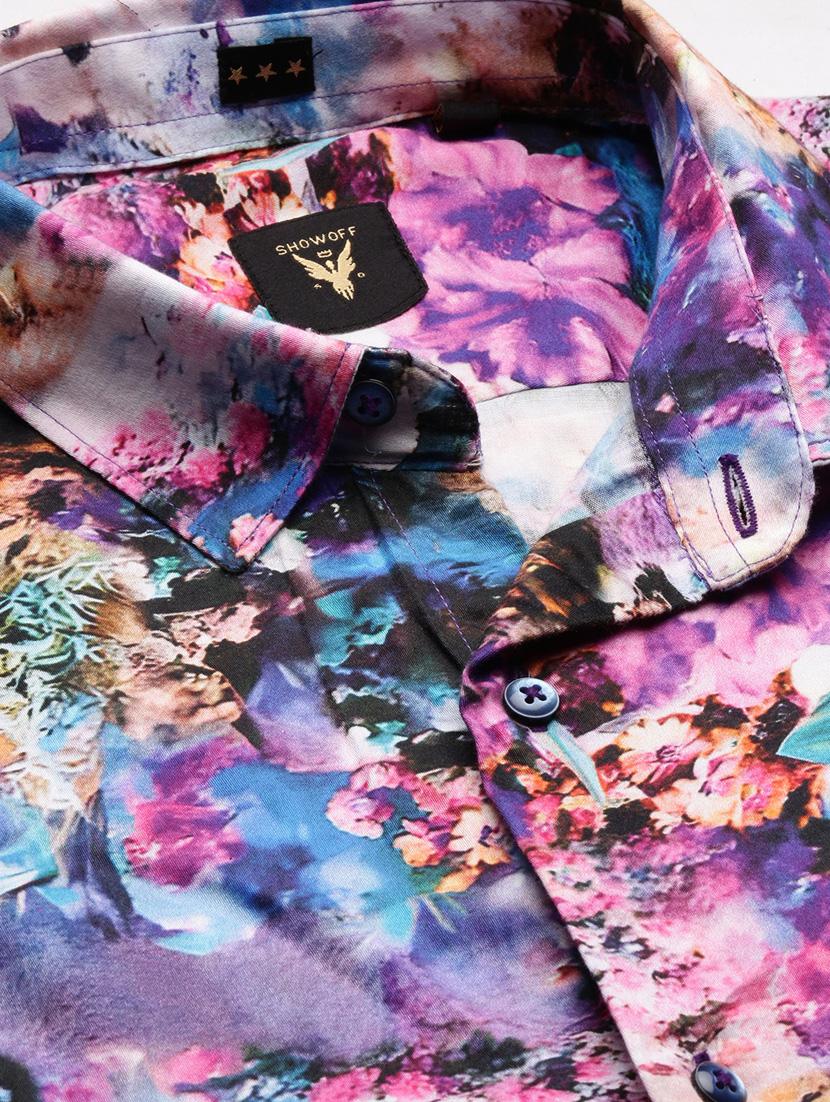 men multi colored abstract print cotton blend casual shirt - 20383968 - Standard Image - 6