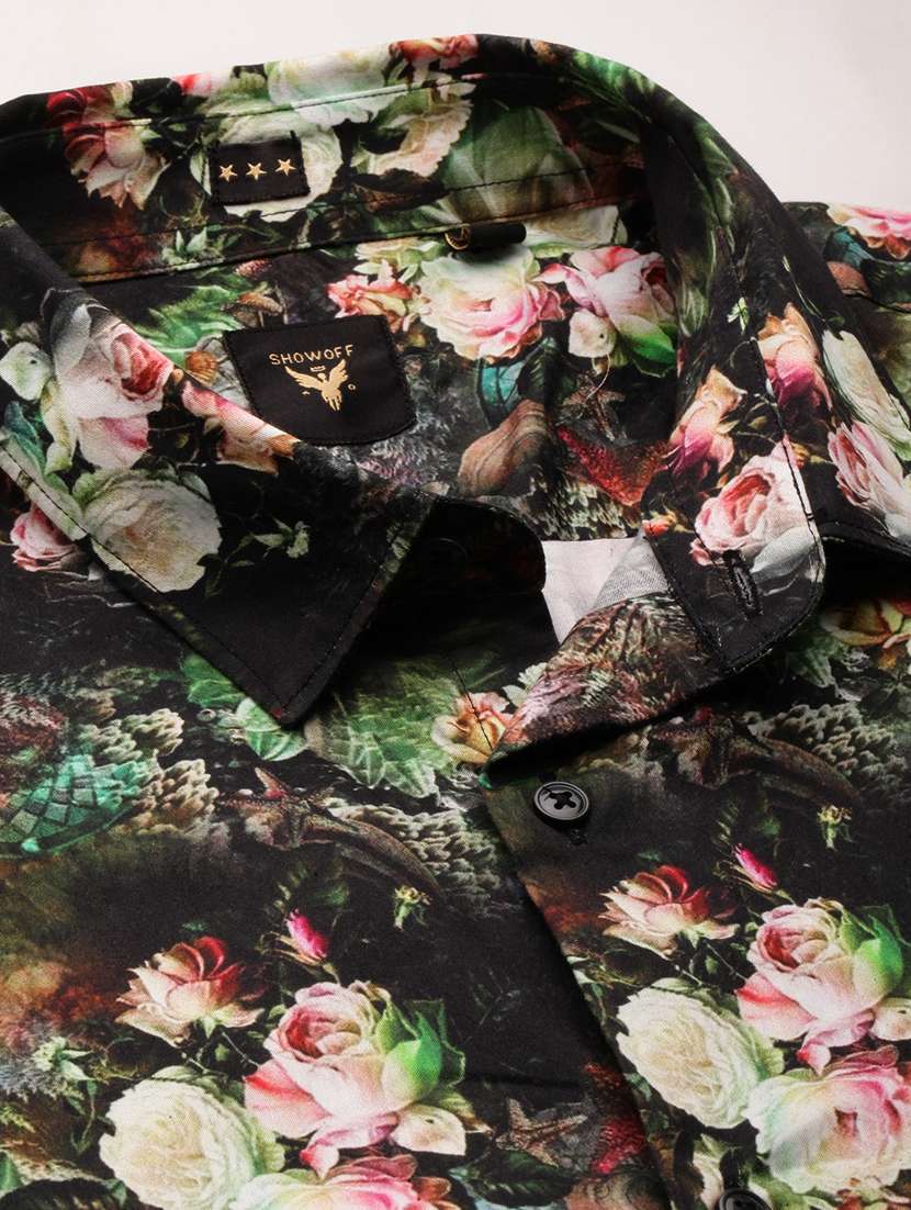 men multi colored floral print cotton blend casual shirt - 20383971 -  Standard Image - 6