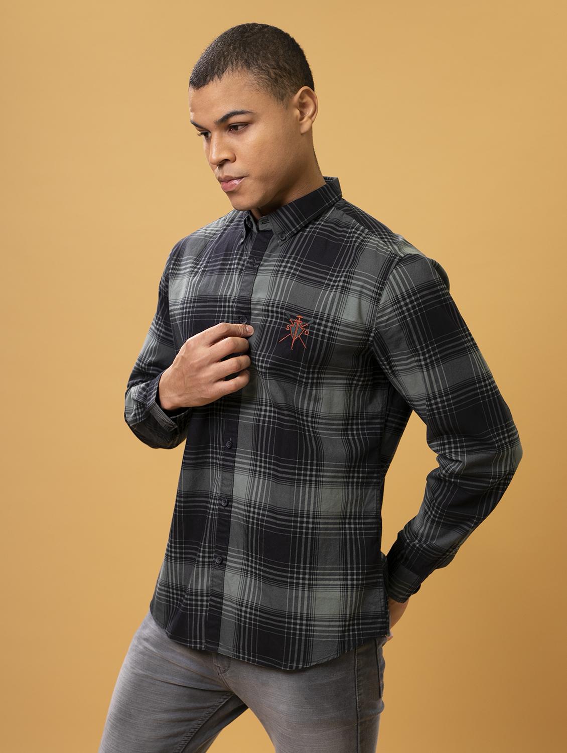 men multi colored checkered cotton blend casual shirt - 20383980 -  Standard Image - 1