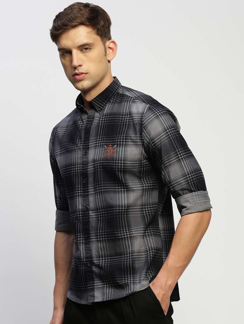 men multi color tartan cotton blend casual shirt - 20383982 - Standard Image - 1