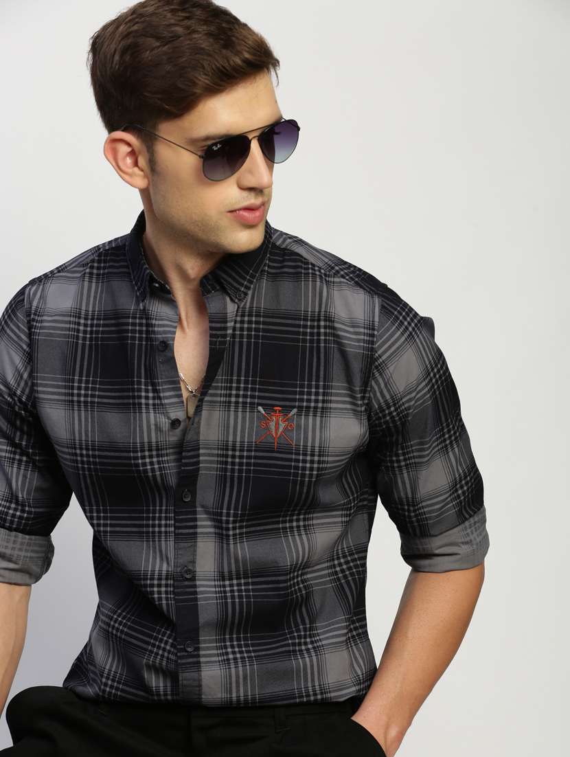 men multi color tartan cotton blend casual shirt - 20383982 - Standard Image - 4
