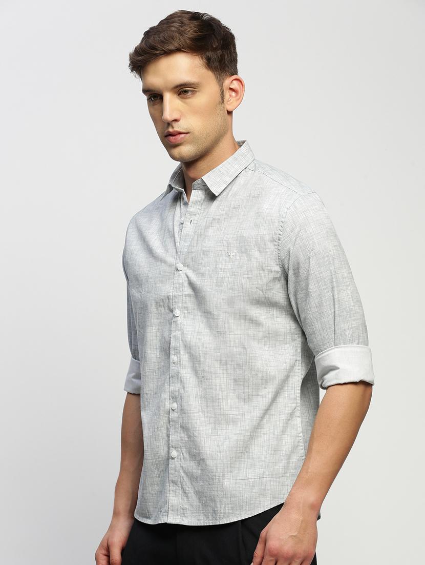 men grey checkered cotton blend casual shirt - 20383992 - Standard Image - 1