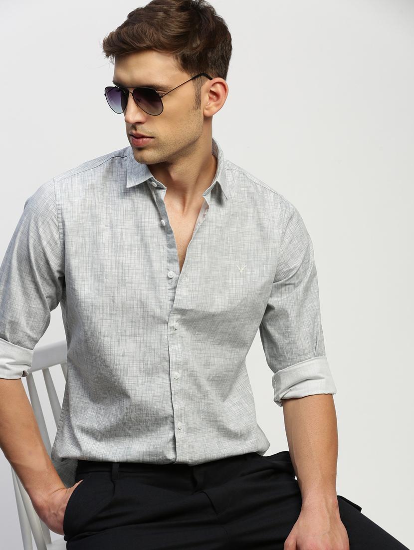men grey checkered cotton blend casual shirt - 20383992 - Standard Image - 4