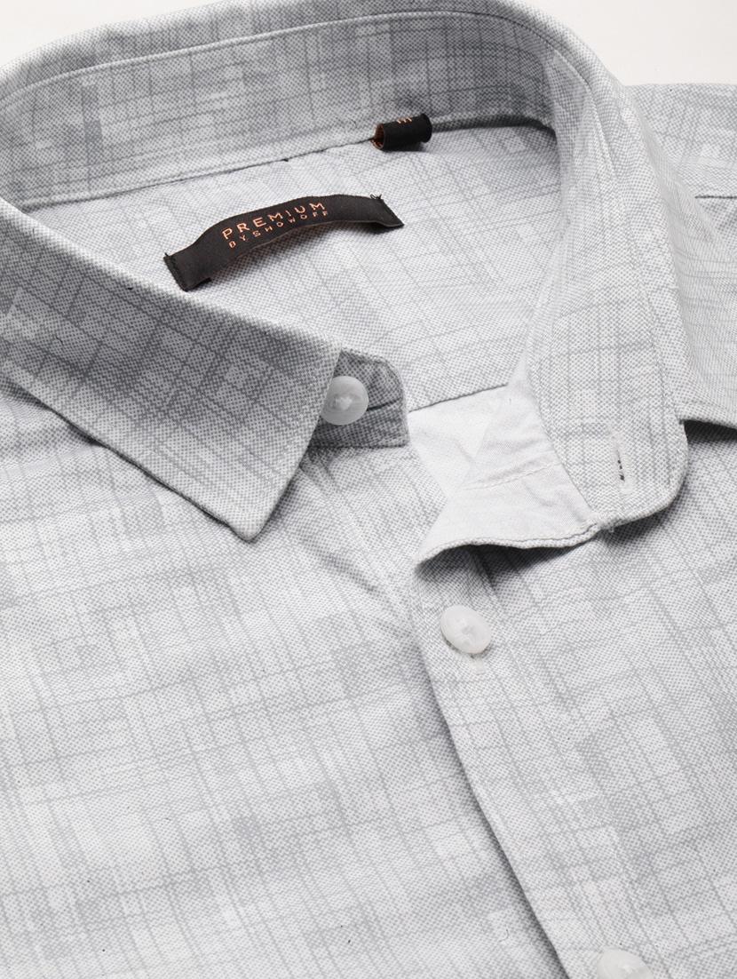 men grey checkered cotton blend casual shirt - 20383992 - Standard Image - 6
