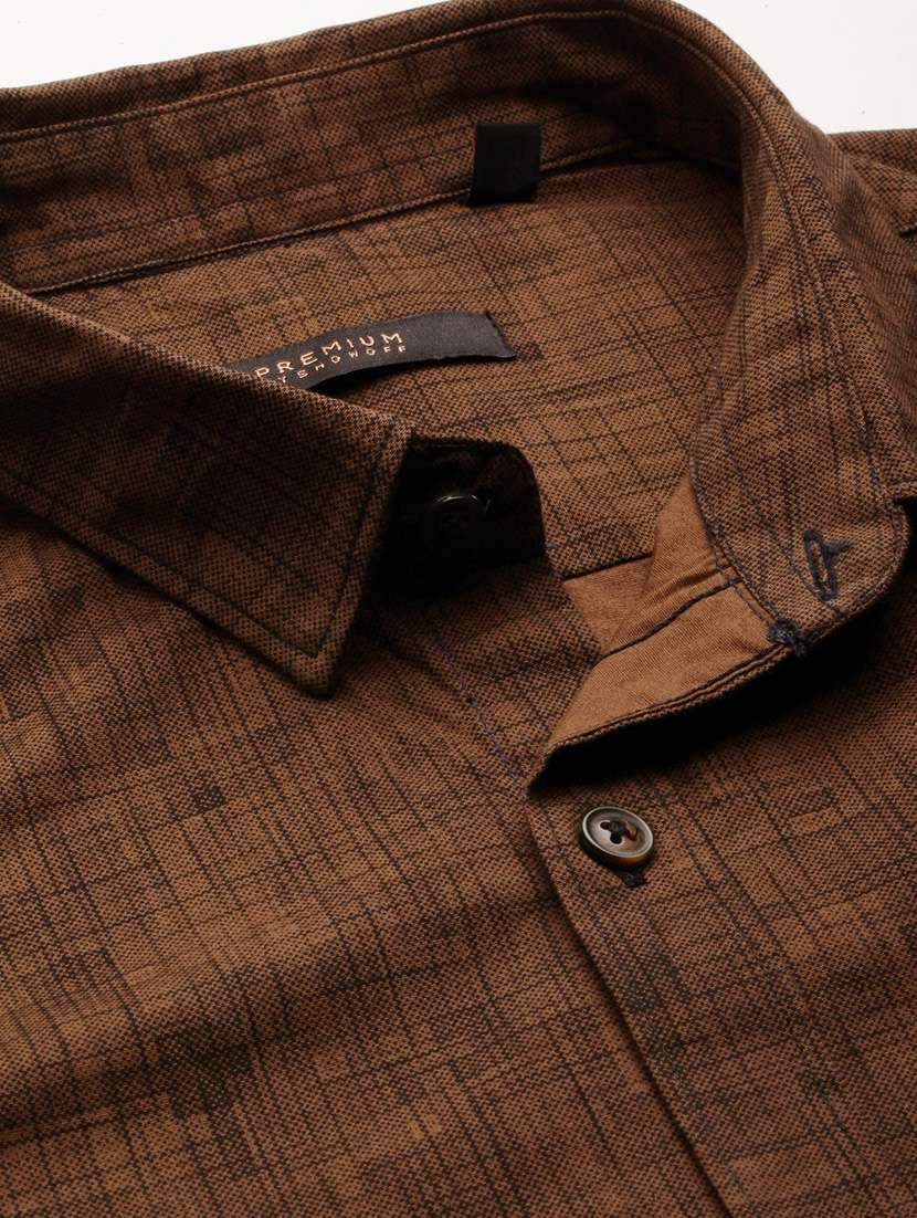 men brown cotton blend casual shirt - 20383993 -  Standard Image - 6