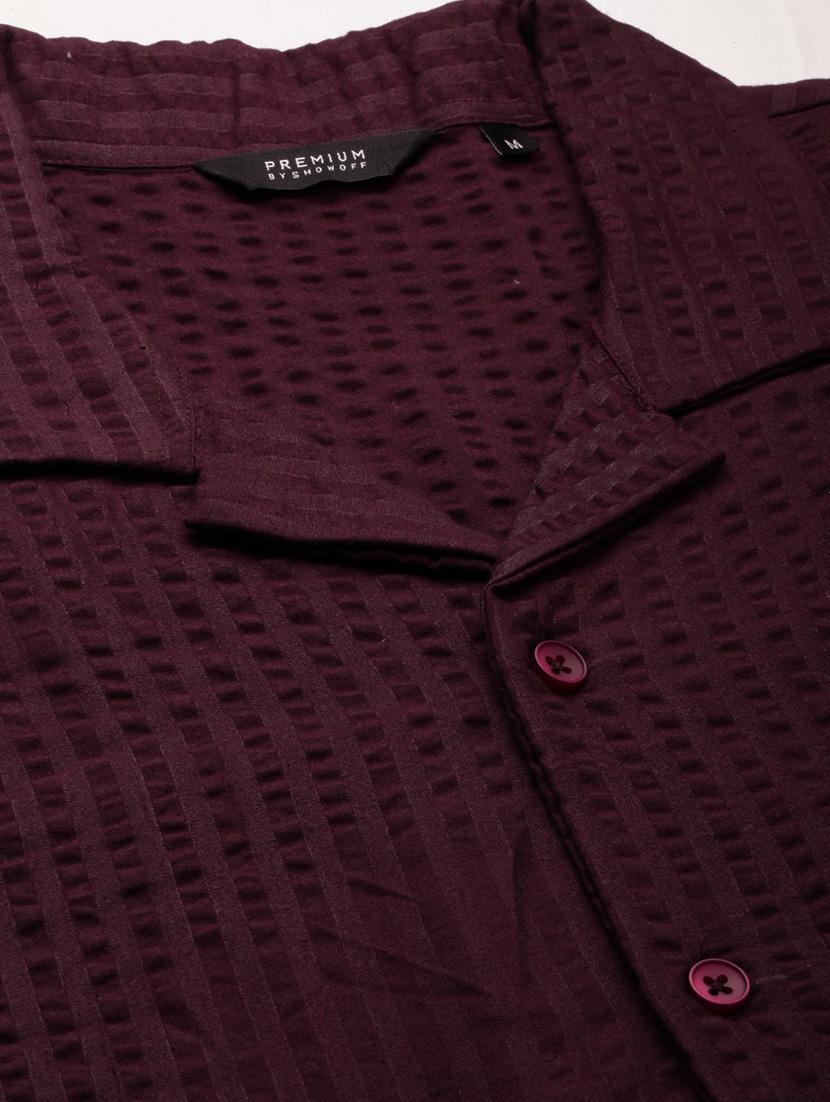 men purple self design cotton blend casual shirt - 20383998 - Standard Image - 6