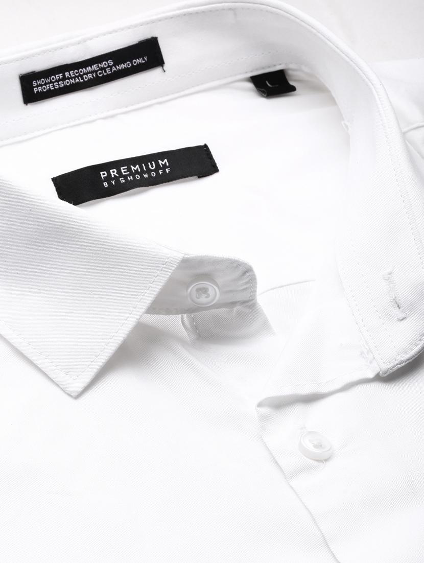 men solid white cotton blend casual shirt - 20384038 - Standard Image - 6