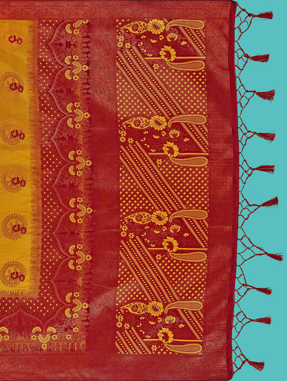 women's self design mustard colored saree with blouse - 20384126 -  Standard Image - 4