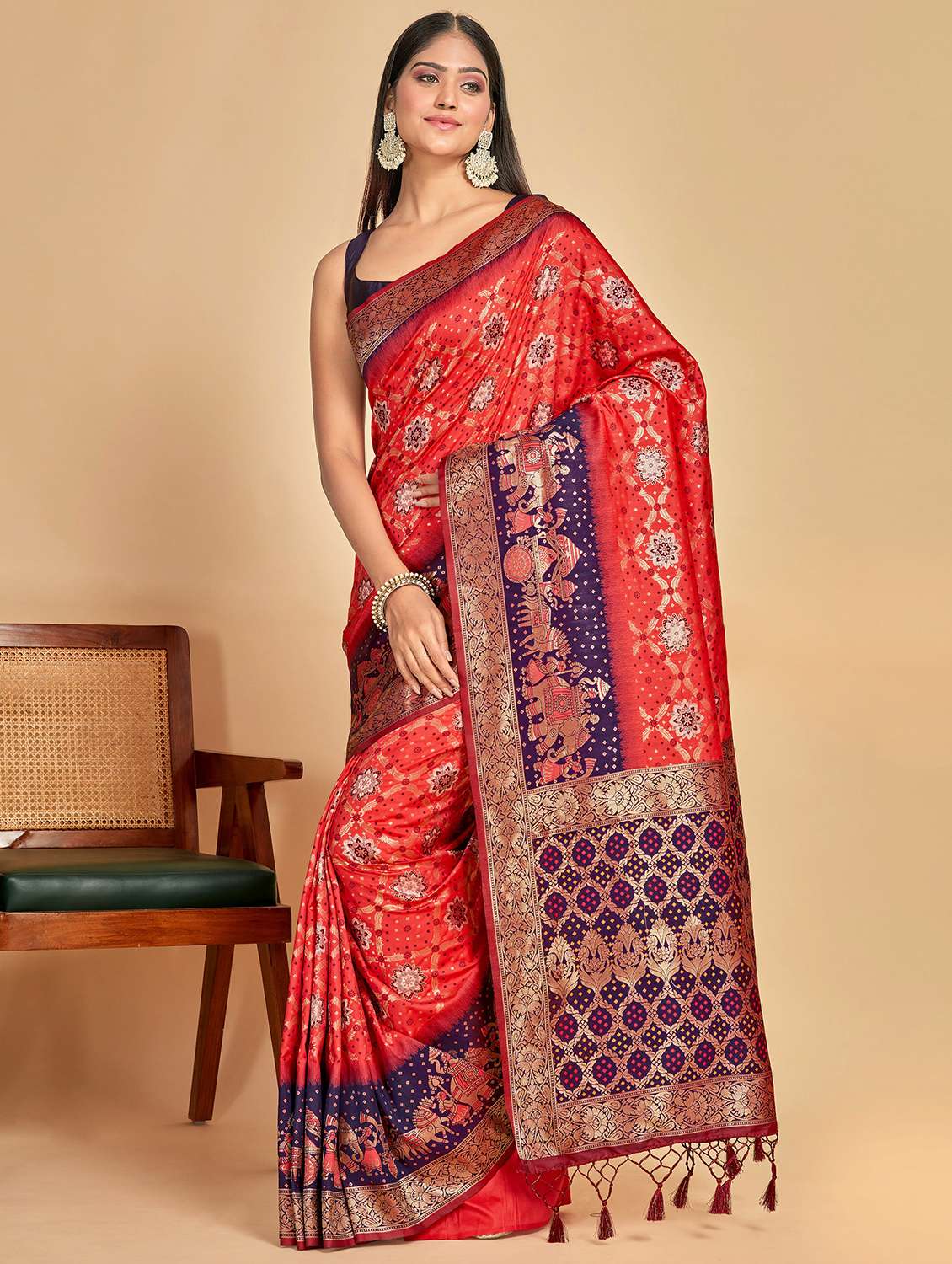women's self design multi colored saree with blouse