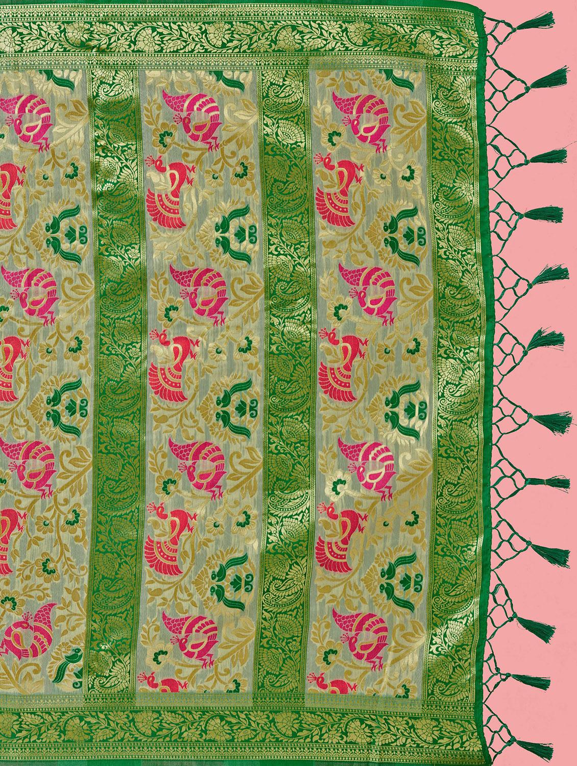 women's self design green colored saree with blouse - 20384181 - Standard Image - 4