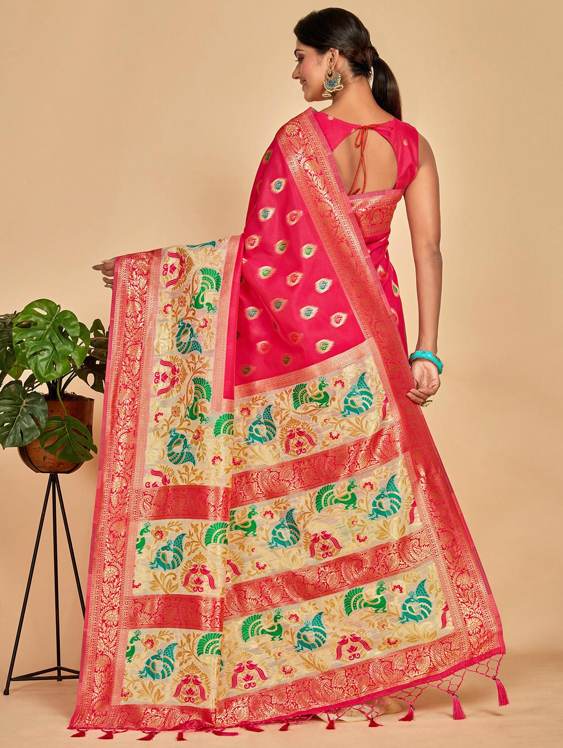 women's self design pink colored saree with blouse - 20384184 - Standard Image - 1