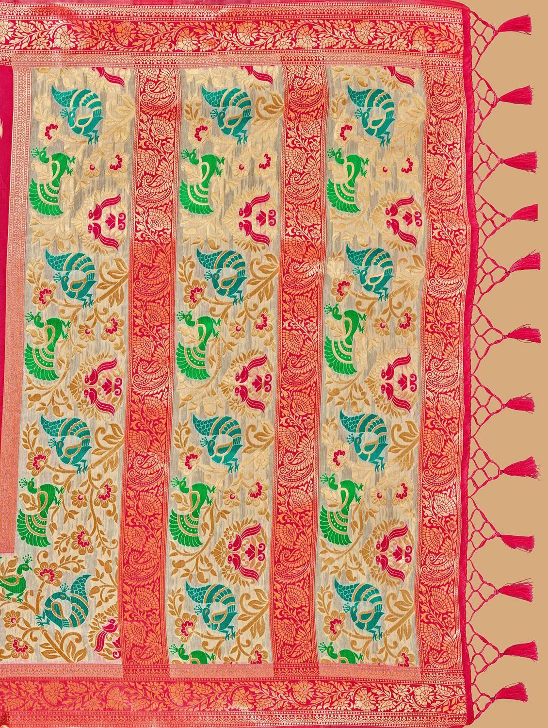 women's self design pink colored saree with blouse - 20384184 - Standard Image - 4