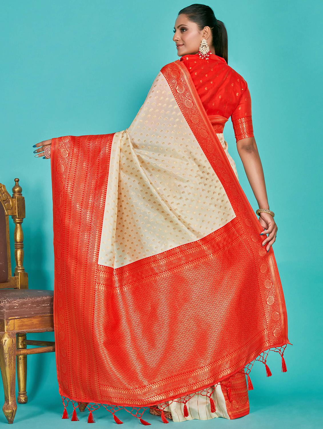 women's self design off white colored saree - 20384214 - Standard Image - 1