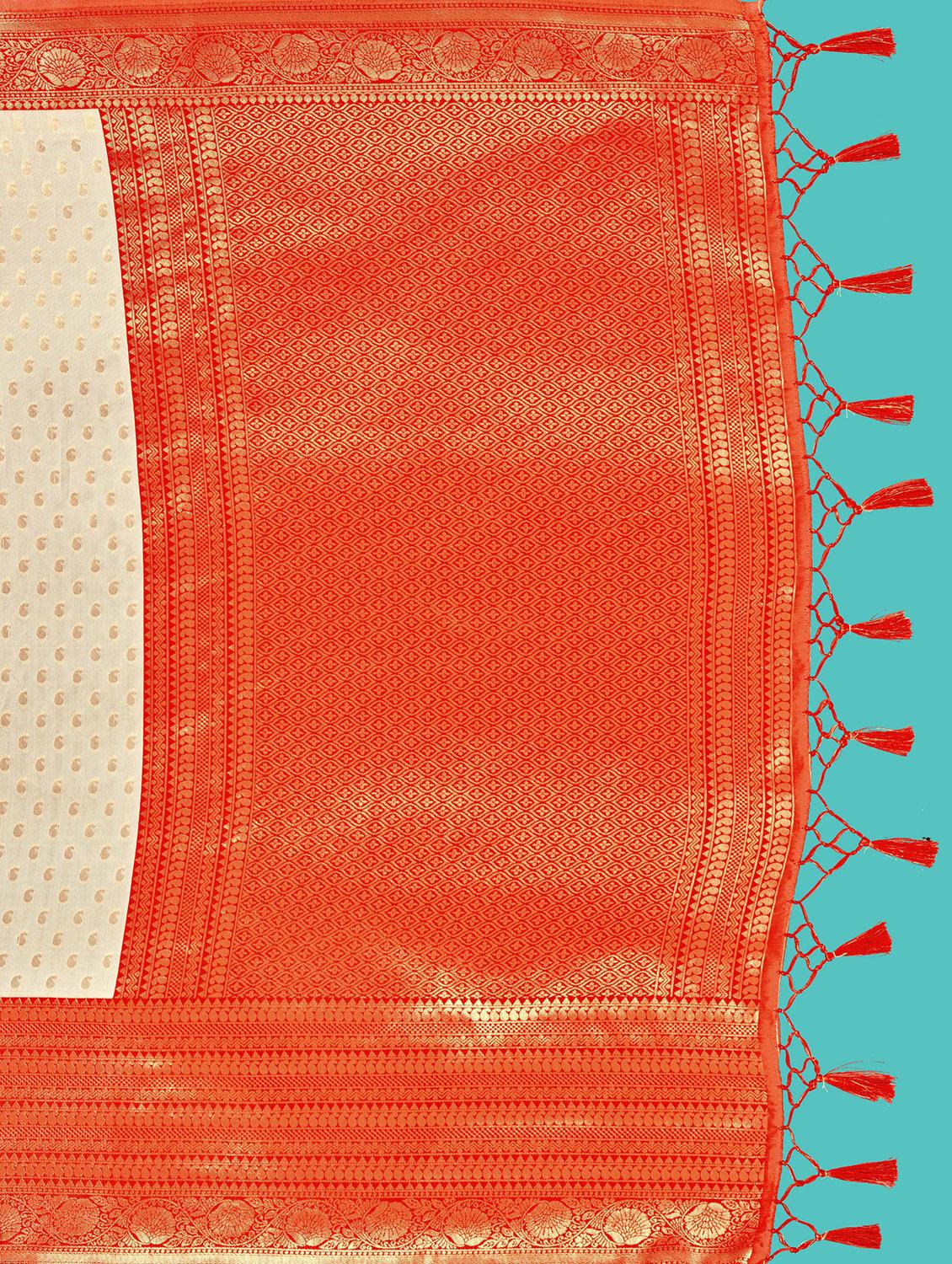 women's self design off white colored saree - 20384214 - Standard Image - 4