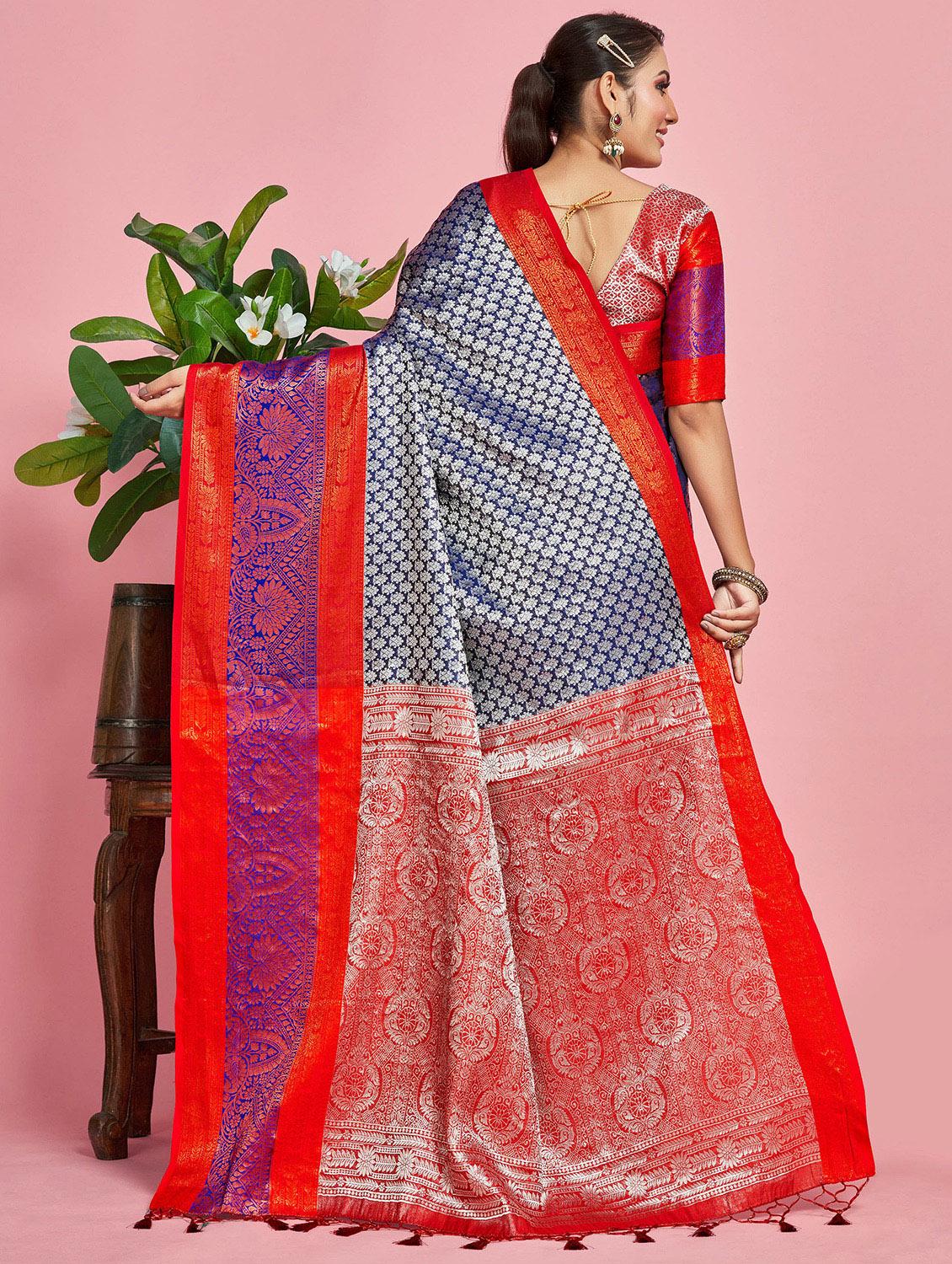 women's self design blue colored saree with blouse - 20384255 - Standard Image - 1
