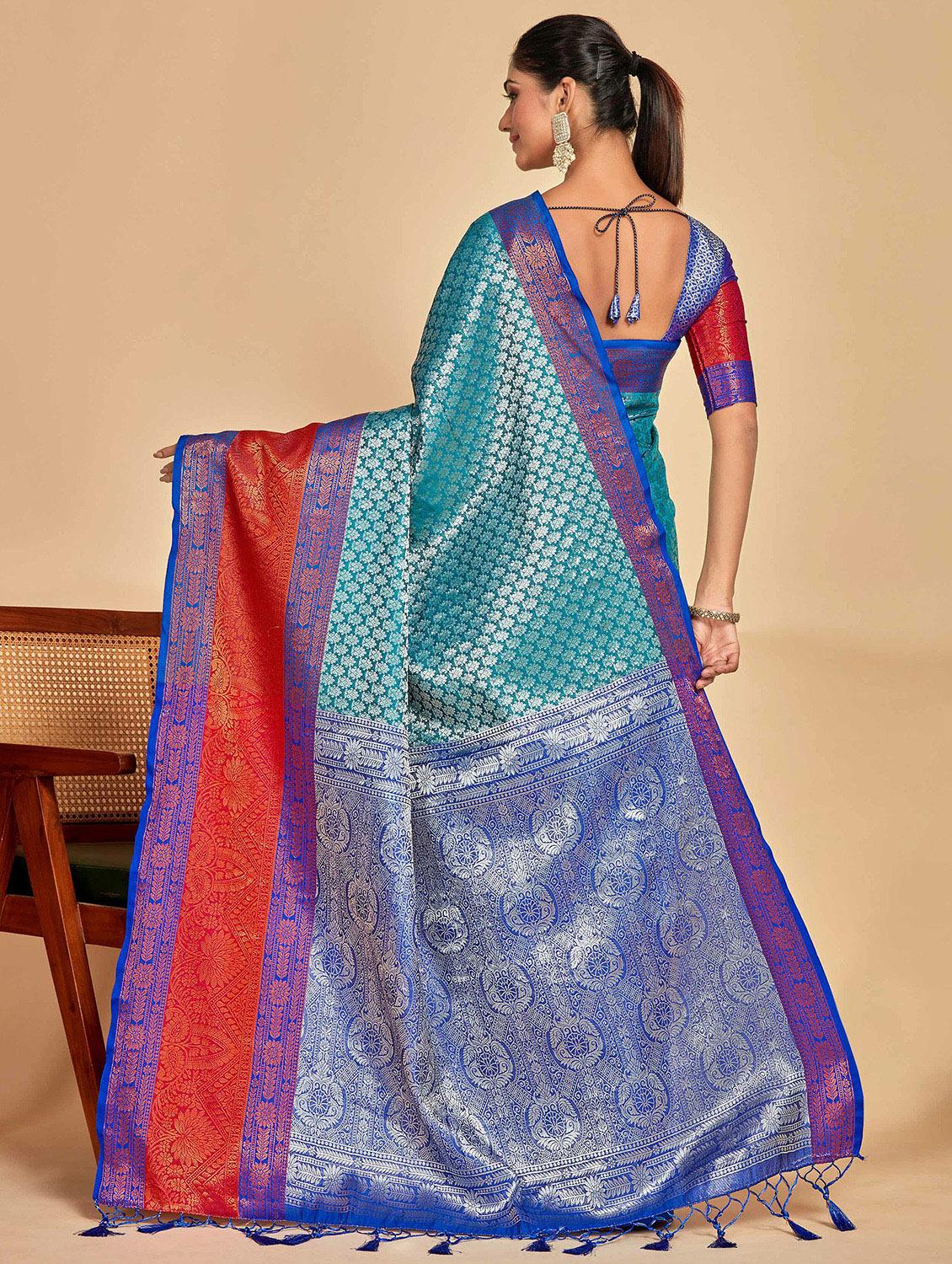 women's banarasi saree with blouse - 20384256 - Standard Image - 1