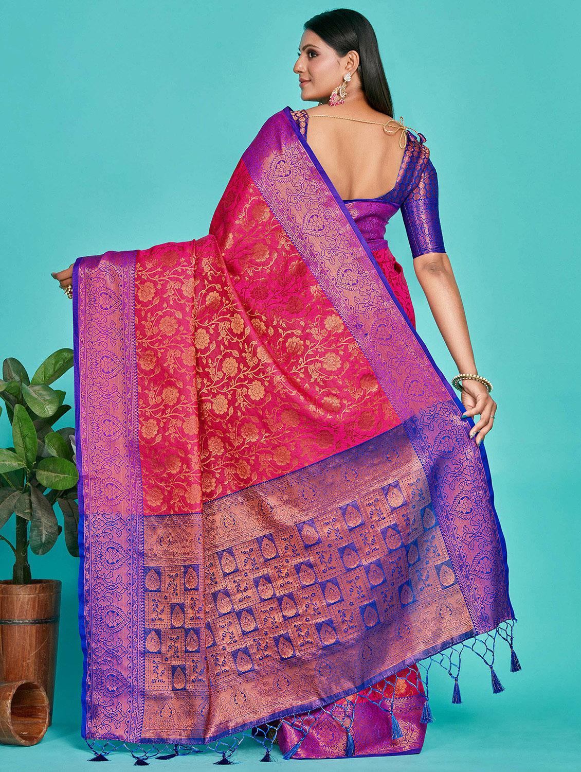 women's self design pink colored saree with blouse - 20384265 -  Standard Image - 1