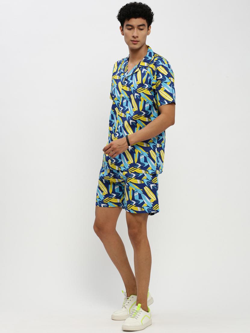 men multi colored graphic print cotton blend co-ord set - 20384290 -  Standard Image - 1
