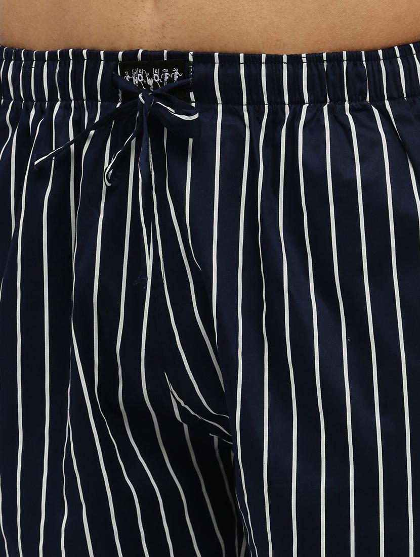 men navy blue vertical striped cotton blend co-ord set - 20384298 - Standard Image - 6