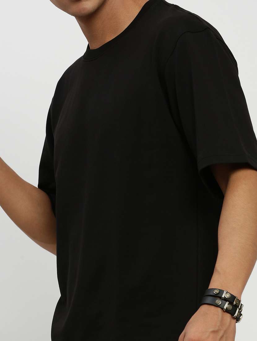 men solid black cotton blend co-ord set - 20384302 -  Standard Image - 6