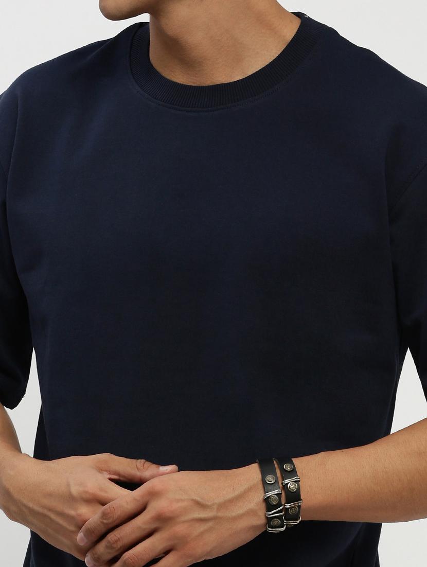 men navy blue solid cotton blend co-ord set - 20384306 - Standard Image - 6
