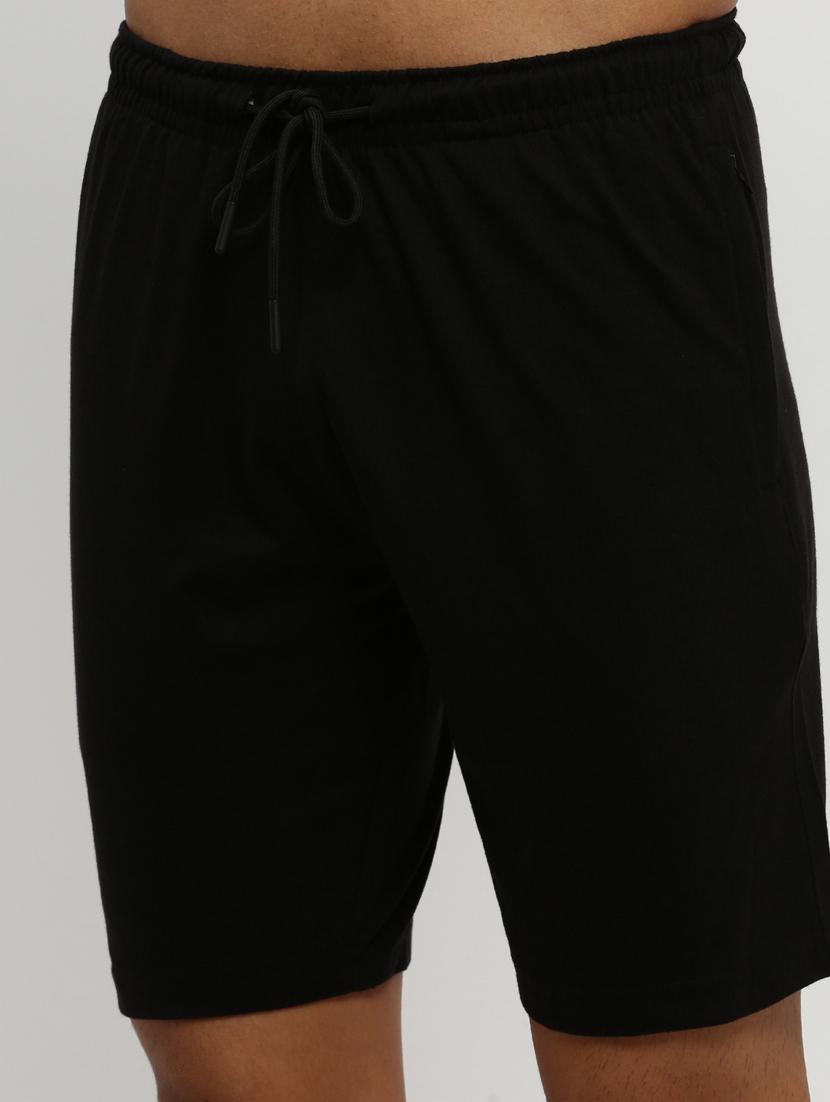 men solid black cotton blend co-ord set - 20384310 - Standard Image - 6