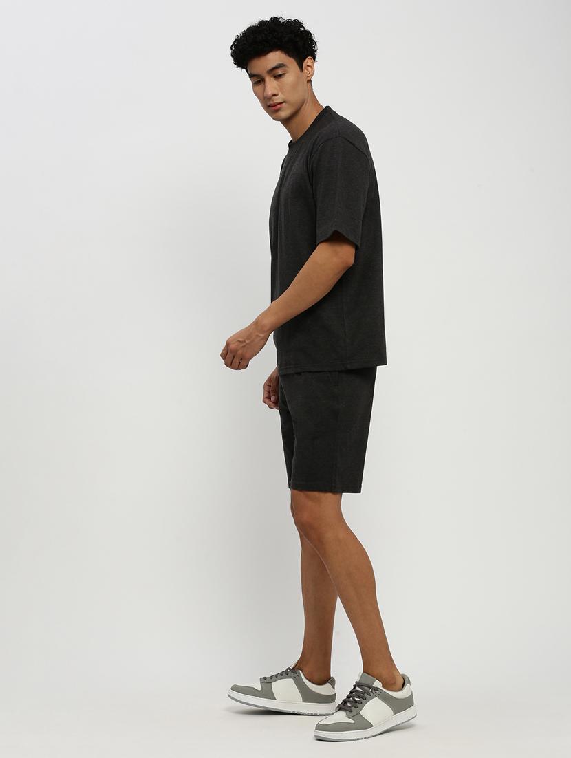 men solid black cotton blend co-ord set - 20384311 -  Standard Image - 1