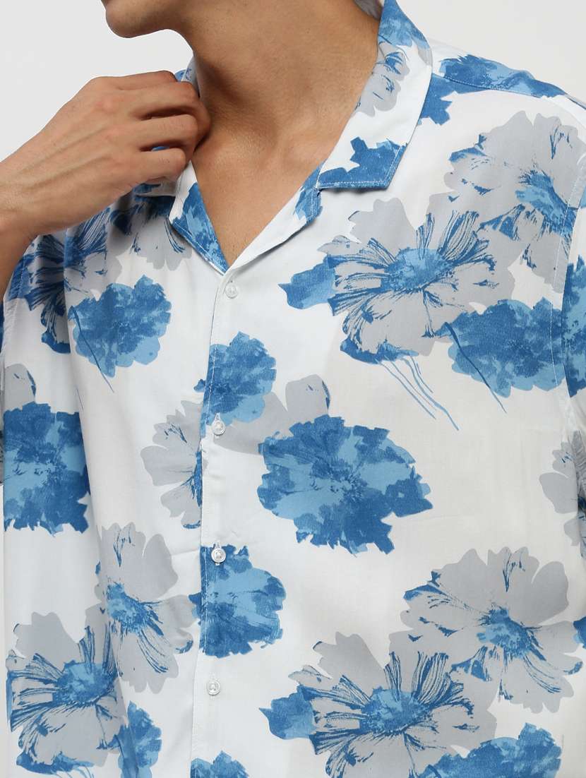 men floral print white cotton blend co-ord set - 20384322 - Standard Image - 6