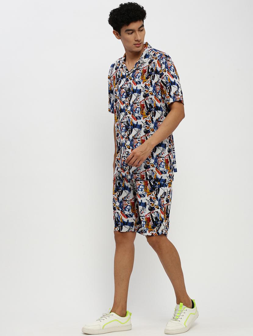 men multi colored abstract cotton blend co-ord set - 20384323 - Standard Image - 1