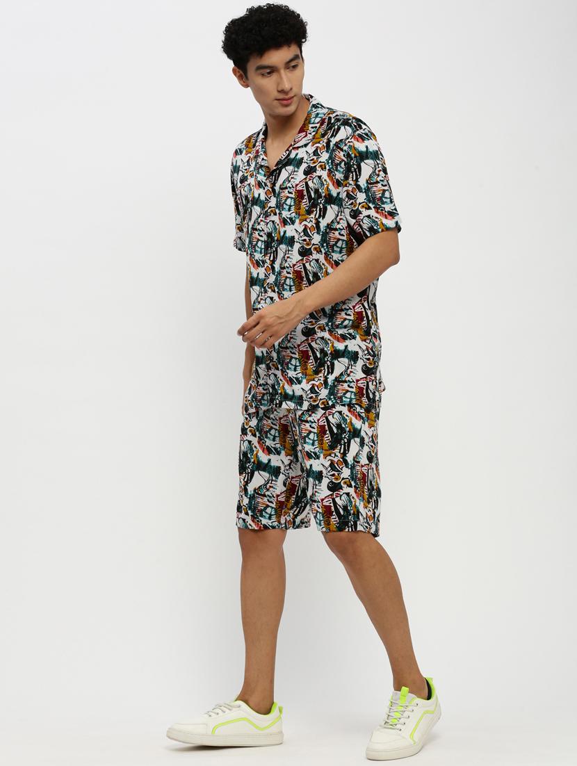 men multi colored abstract cotton blend co-ord set - 20384324 - Standard Image - 1