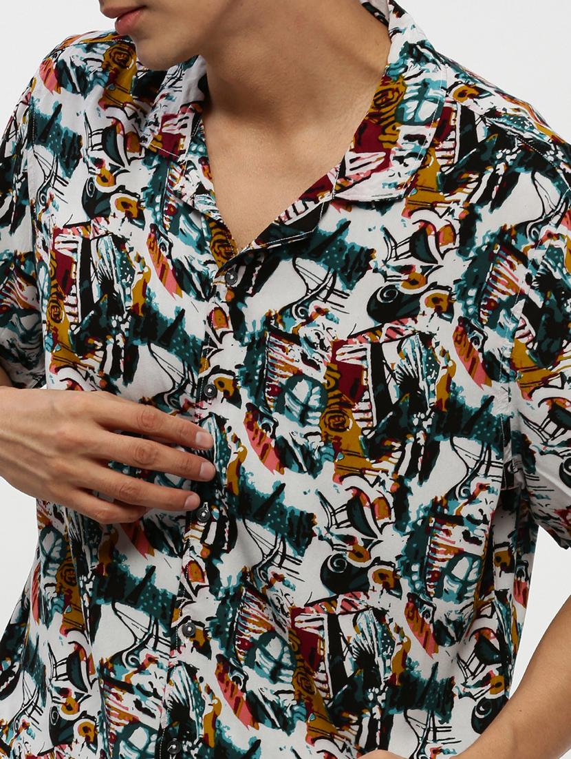 men multi colored abstract cotton blend co-ord set - 20384324 - Standard Image - 6