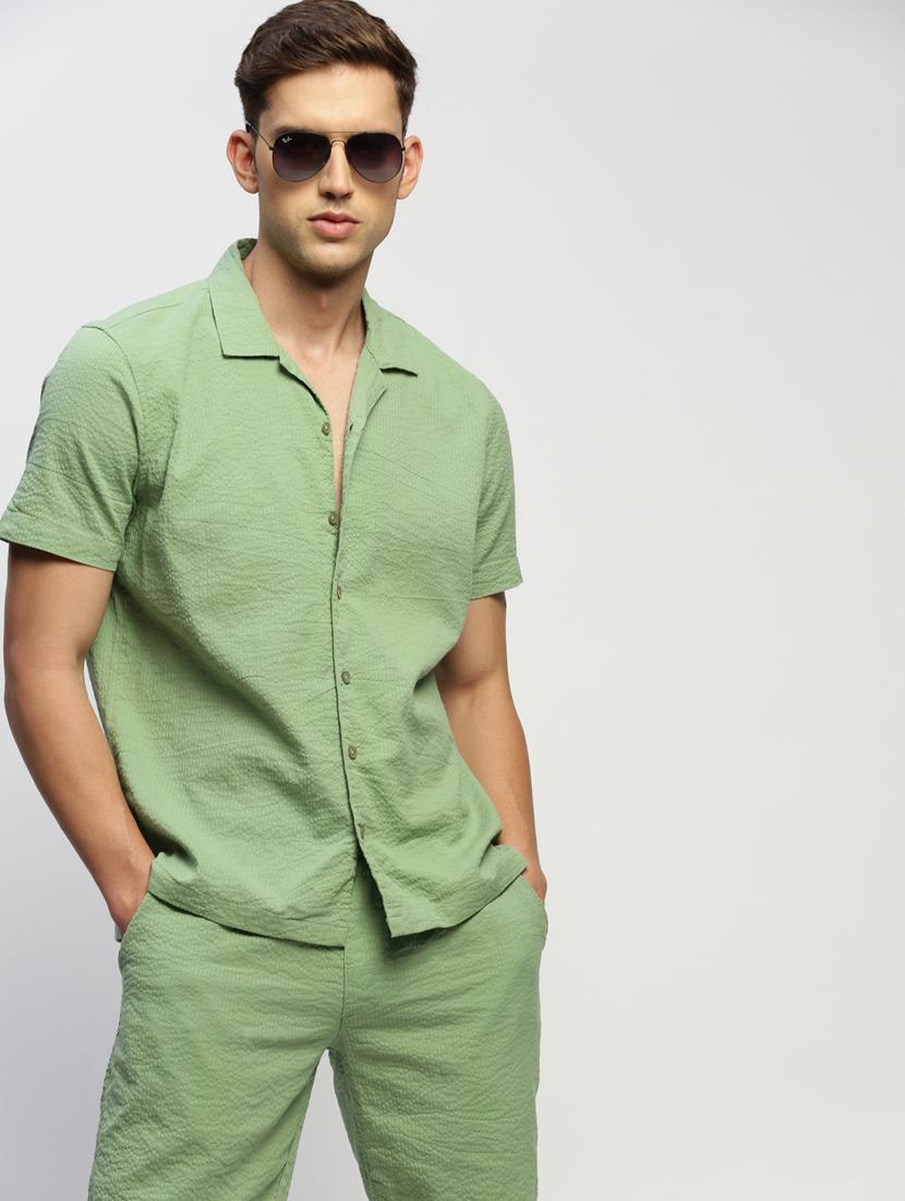 men green solid cotton blend co-ord set - 20384327 - Standard Image - 4