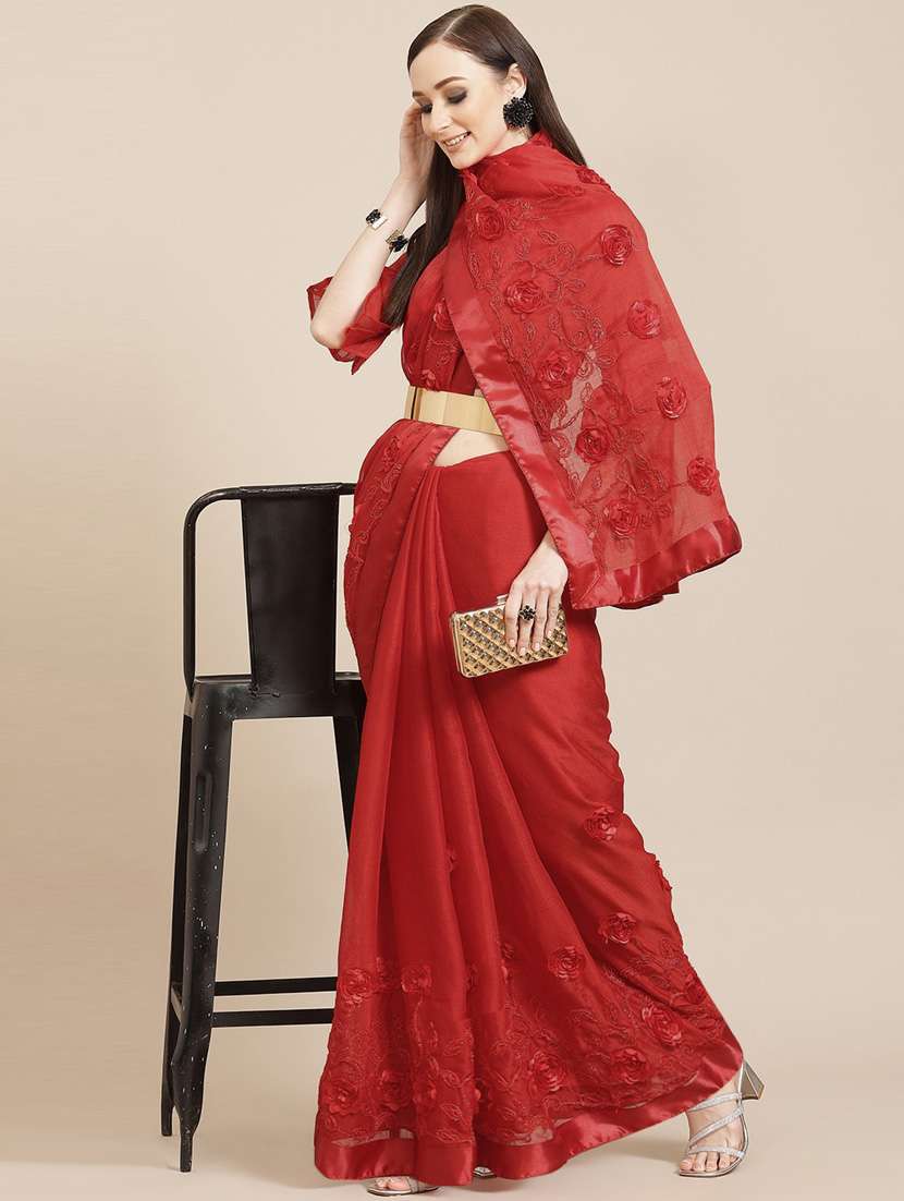 women's embroidered saree with blouse
