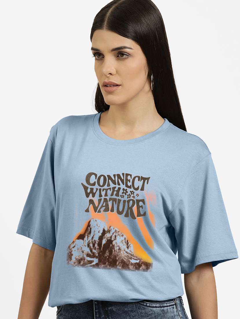 women's front print round neck t-shirt