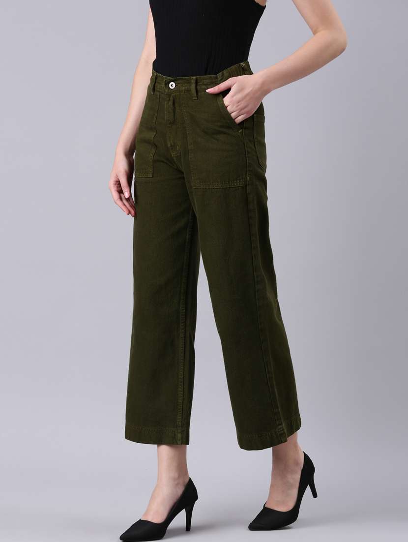 women's plain wide leg jeans - 20385134 - Standard Image - 1