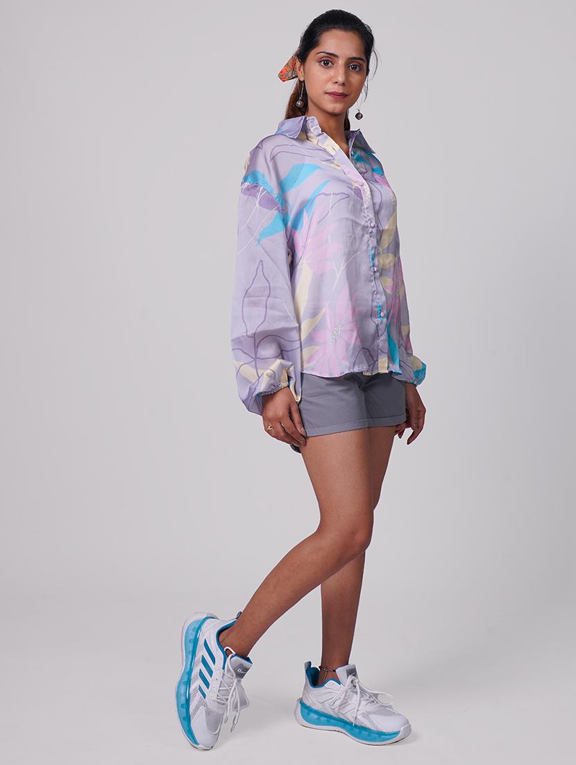 grey floral printed regular top - 20385692 - Standard Image - 1