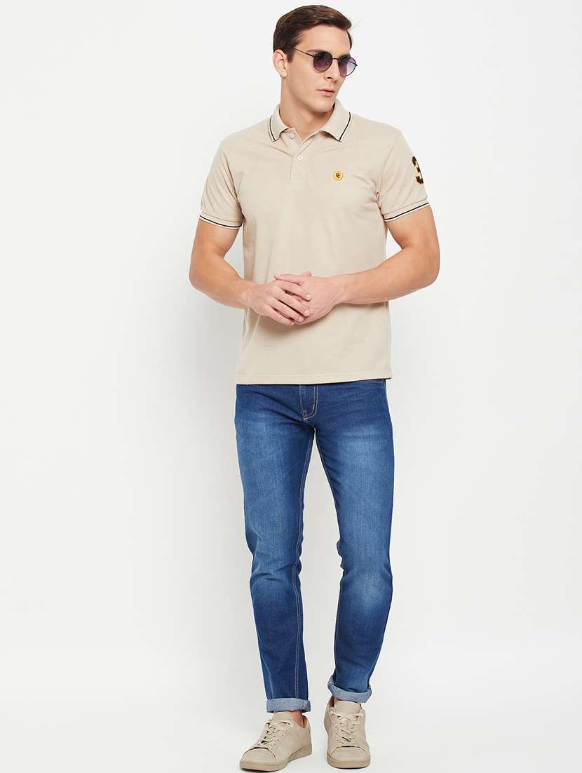 men cream polyester polo t-shirt - 20386167 -  Standard Image - 4