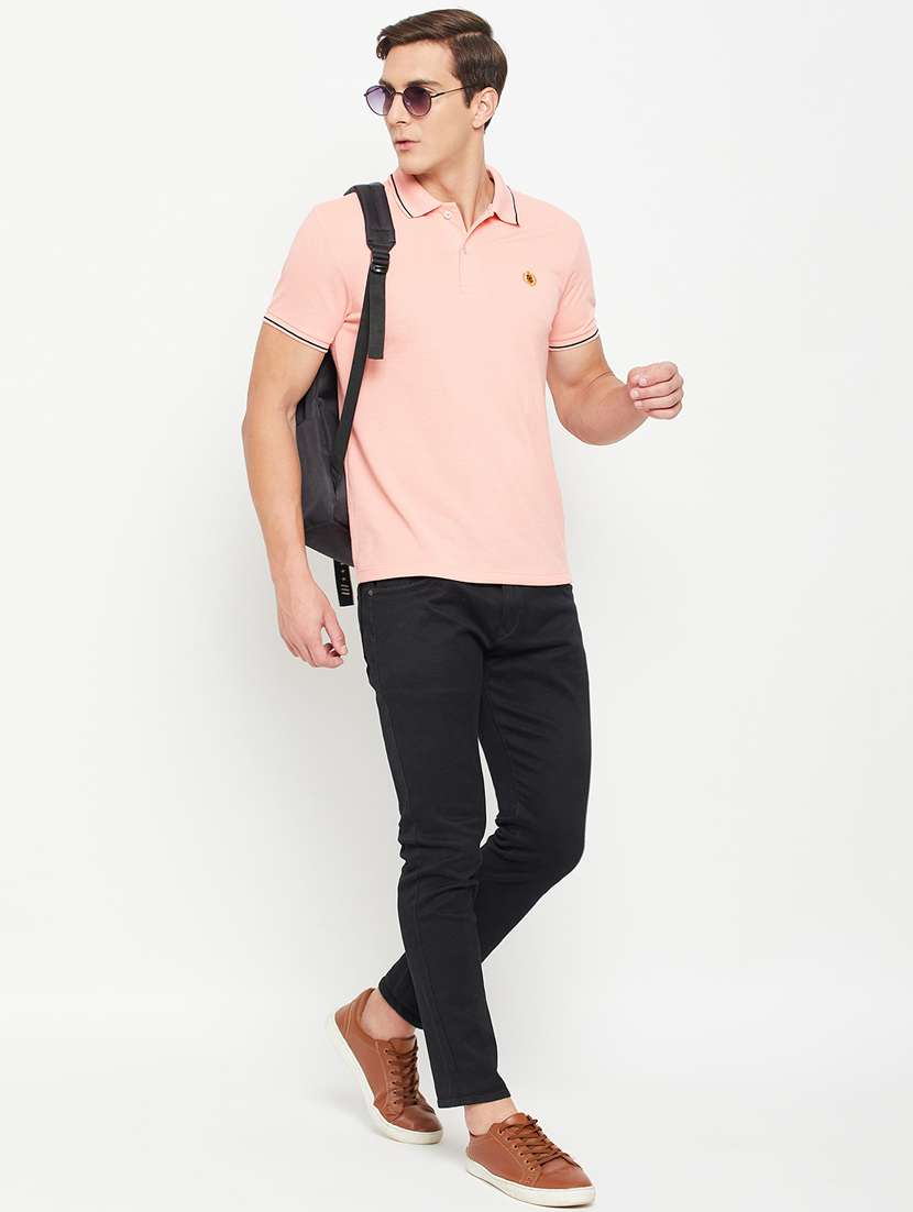 men peach polyester regular t-shirt - 20386169 -  Standard Image - 4
