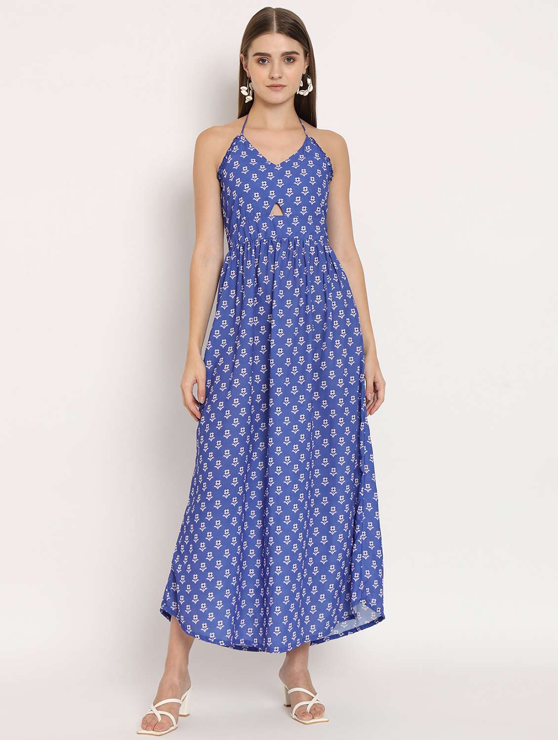 women multi color printed georgette a-line dress