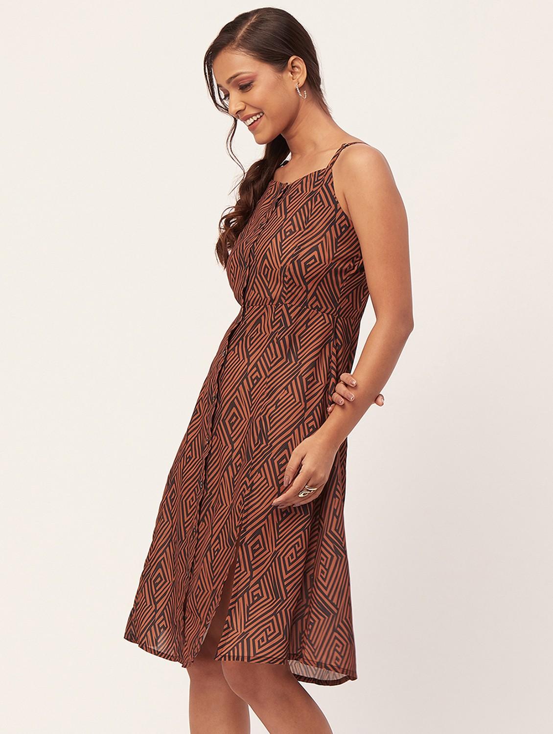 multi color geometric print a-line dress - 20386191 - Standard Image - 1