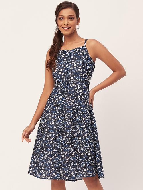 women multi color floral georgette a-line dress - 20386192 -  Standard Image - 0