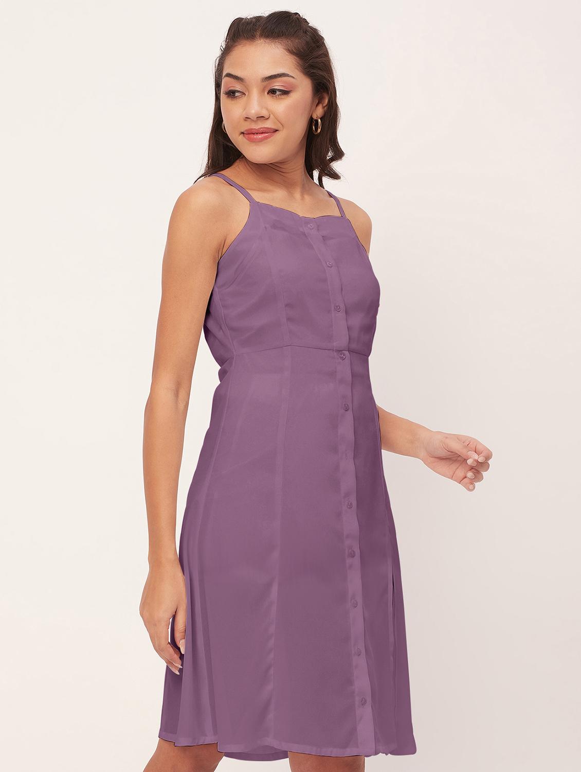 purple solid high slit dress - 20386193 -  Standard Image - 1