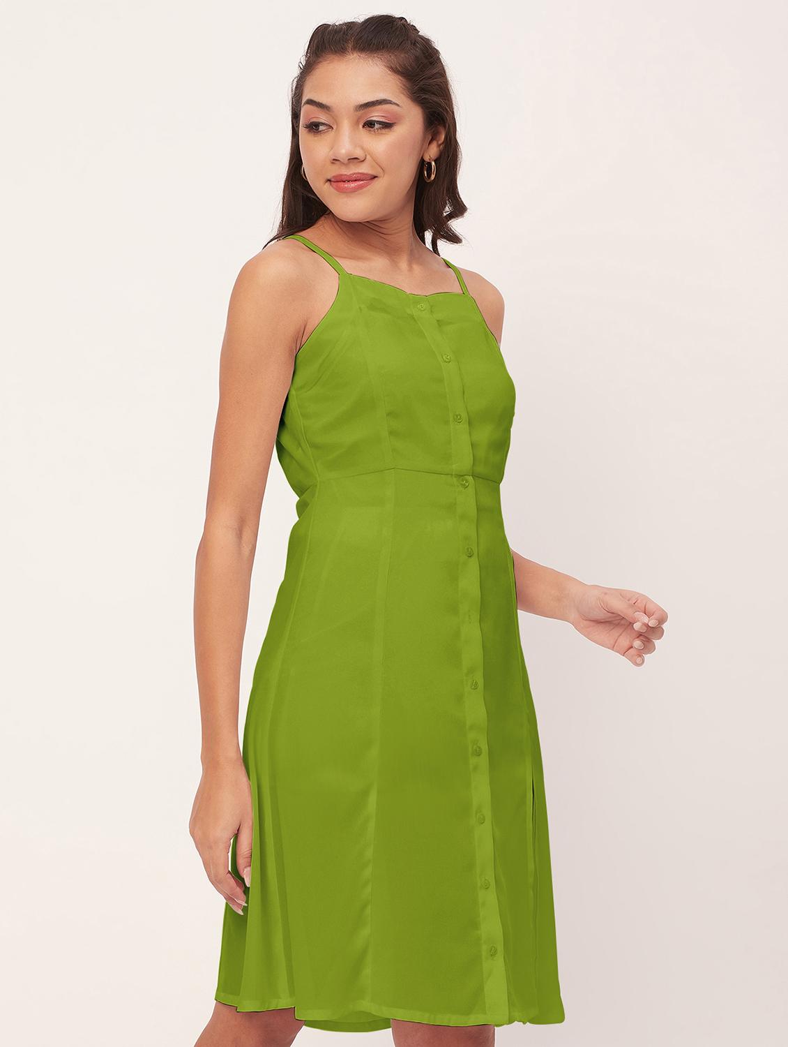 lime solid high slit dress - 20386194 - Standard Image - 1