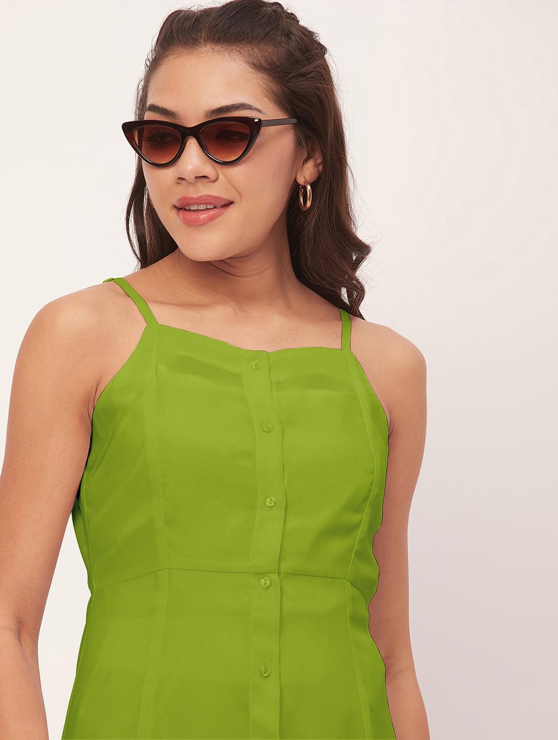 lime solid high slit dress - 20386194 - Standard Image - 4