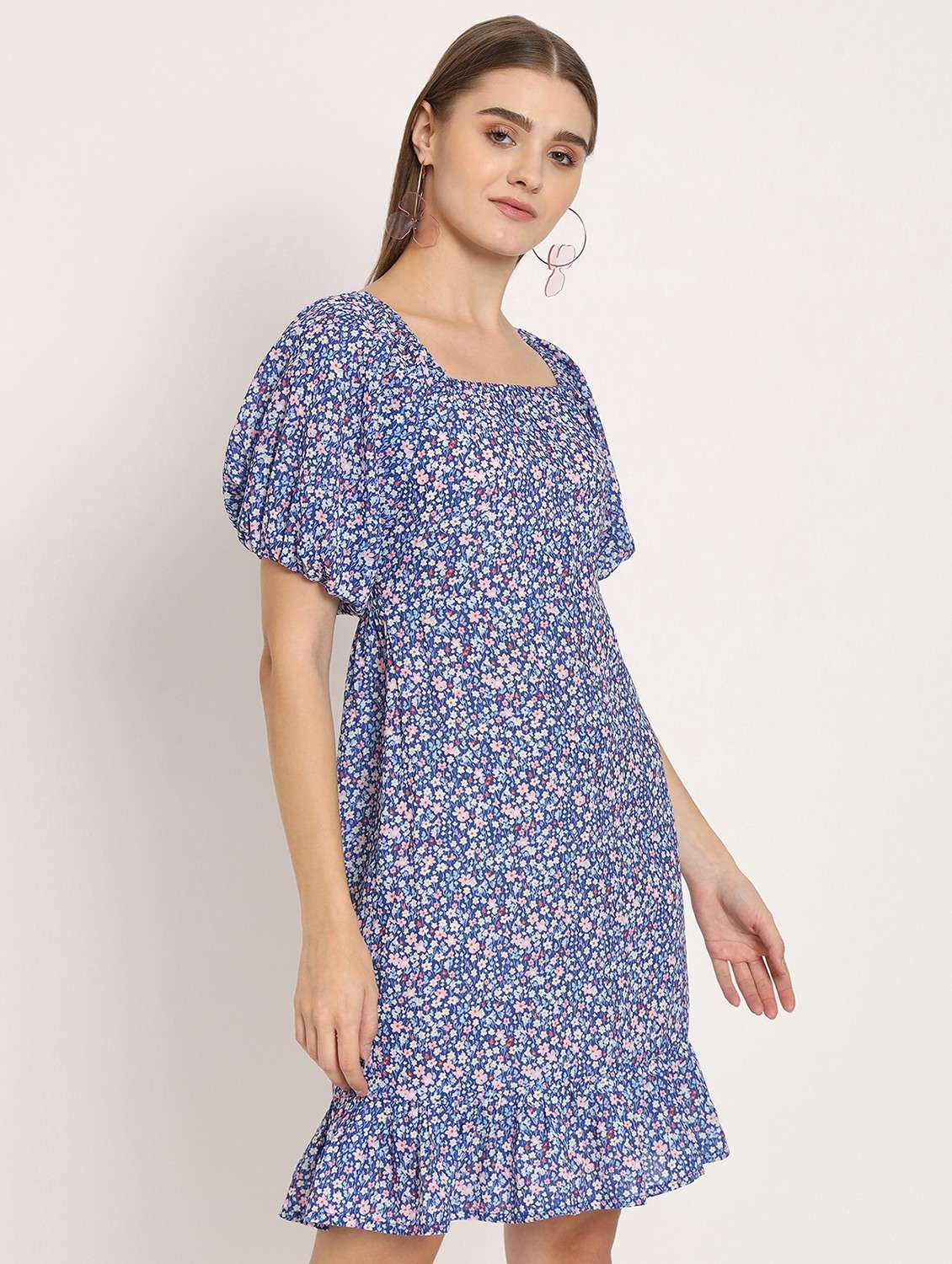 blue floral drop waist dress - 20386208 -  Standard Image - 1