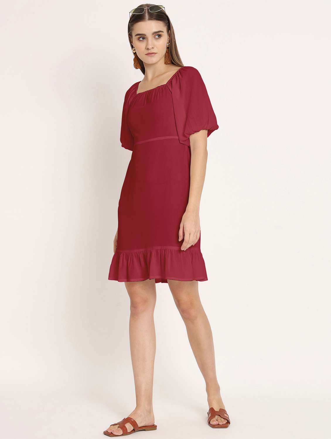 women red georgette sheath dress - 20386211 - Standard Image - 4