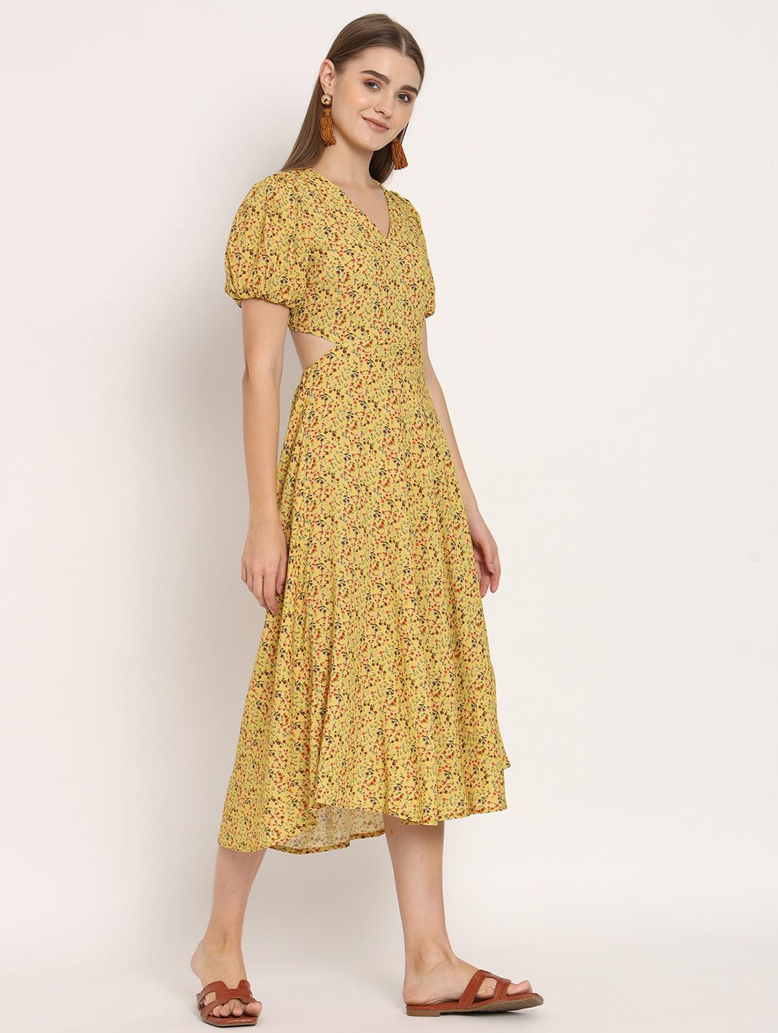 women multi color printed rayon fit & flare dress - 20386214 - Standard Image - 1