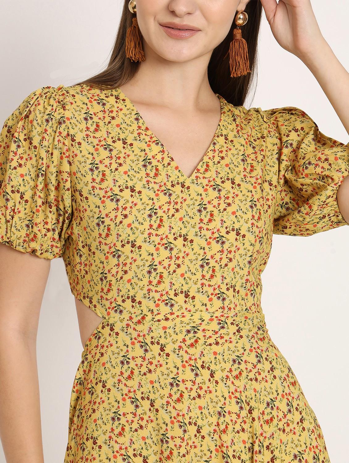 women multi color printed rayon fit & flare dress - 20386214 - Standard Image - 4