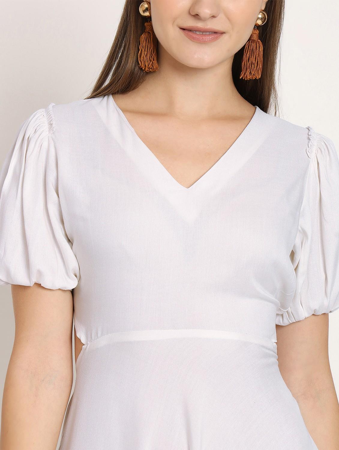 white solid high low dress - 20386221 - Standard Image - 4