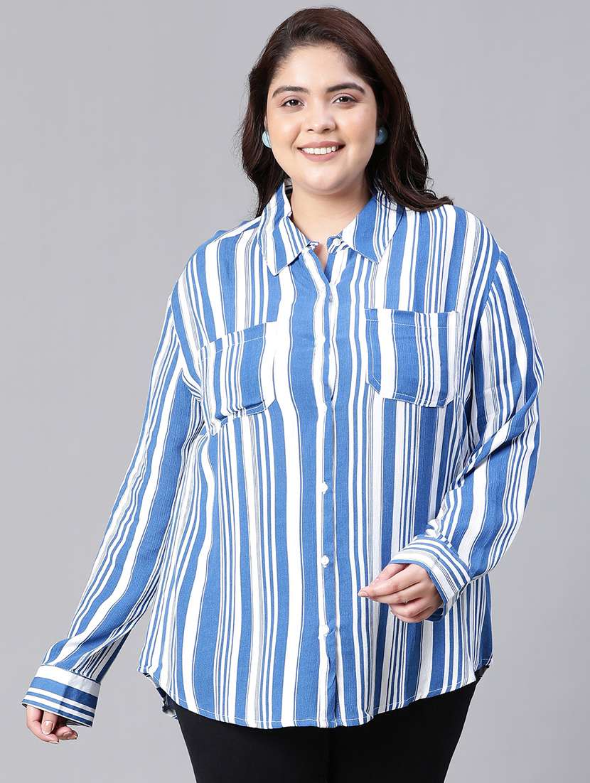 women multi color striped viscose regular shirt